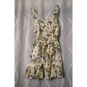 Cream Butterfly Chiffon Lace Tunic Tank Dress | Size M